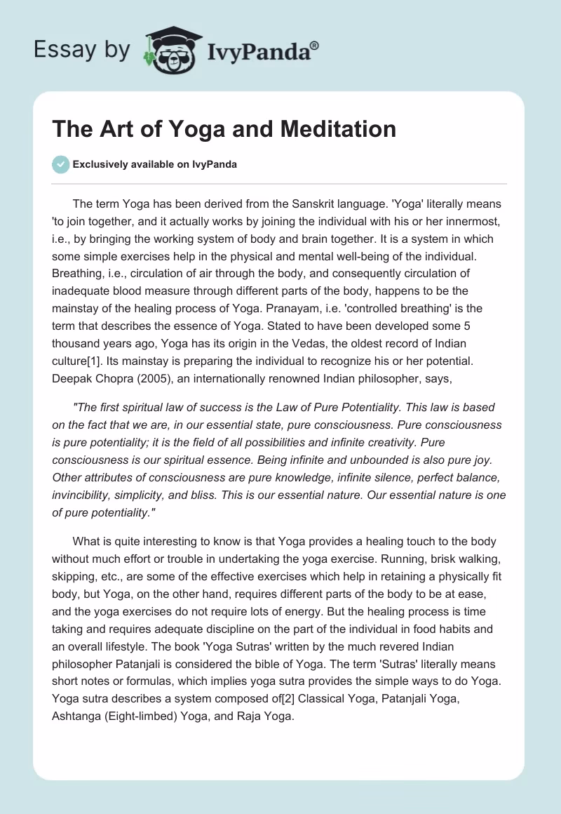 What is a yoga short essay?