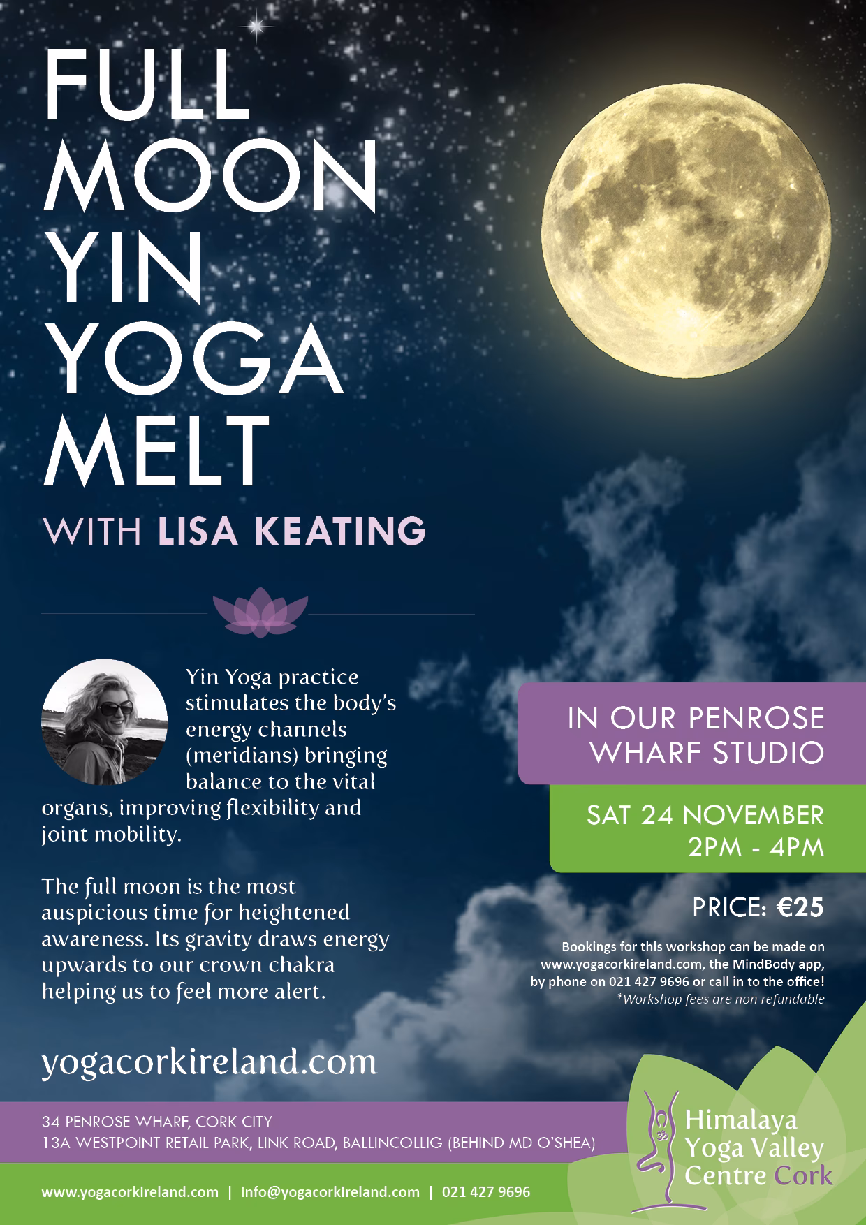 What does the full moon represent in yoga?