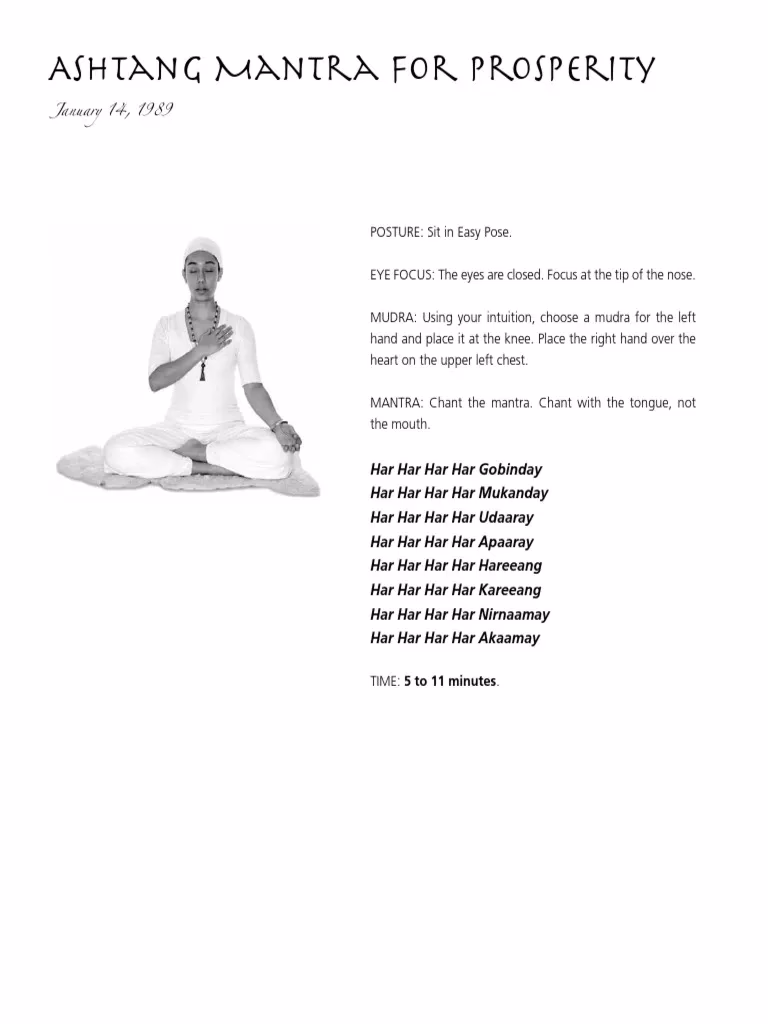 What is the mantra for prosperity in Kundalini Yoga?