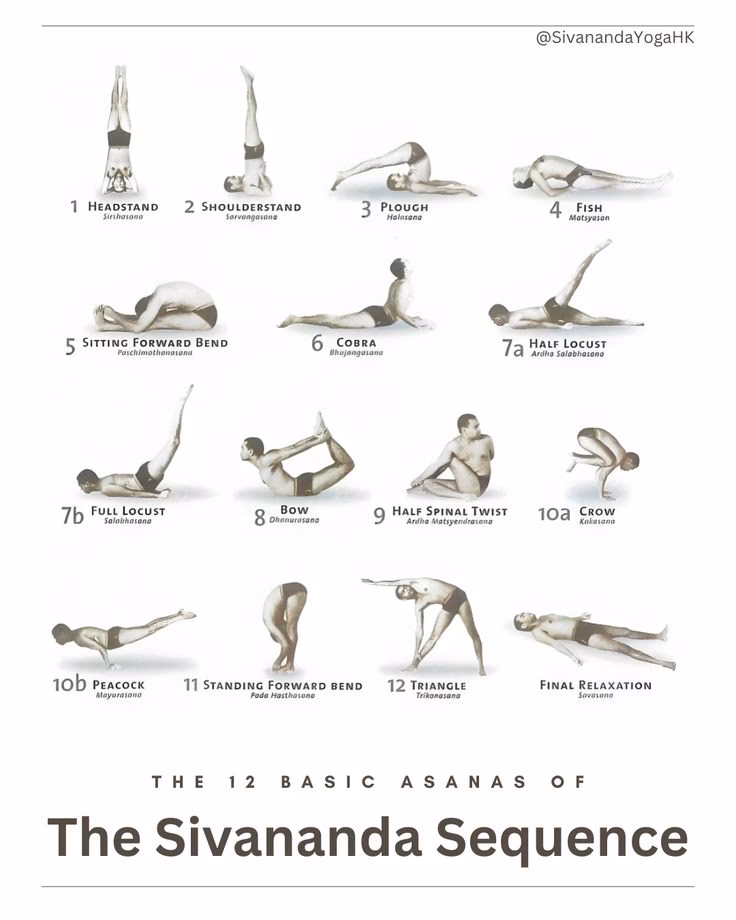 How many poses are there in Sivananda yoga?
