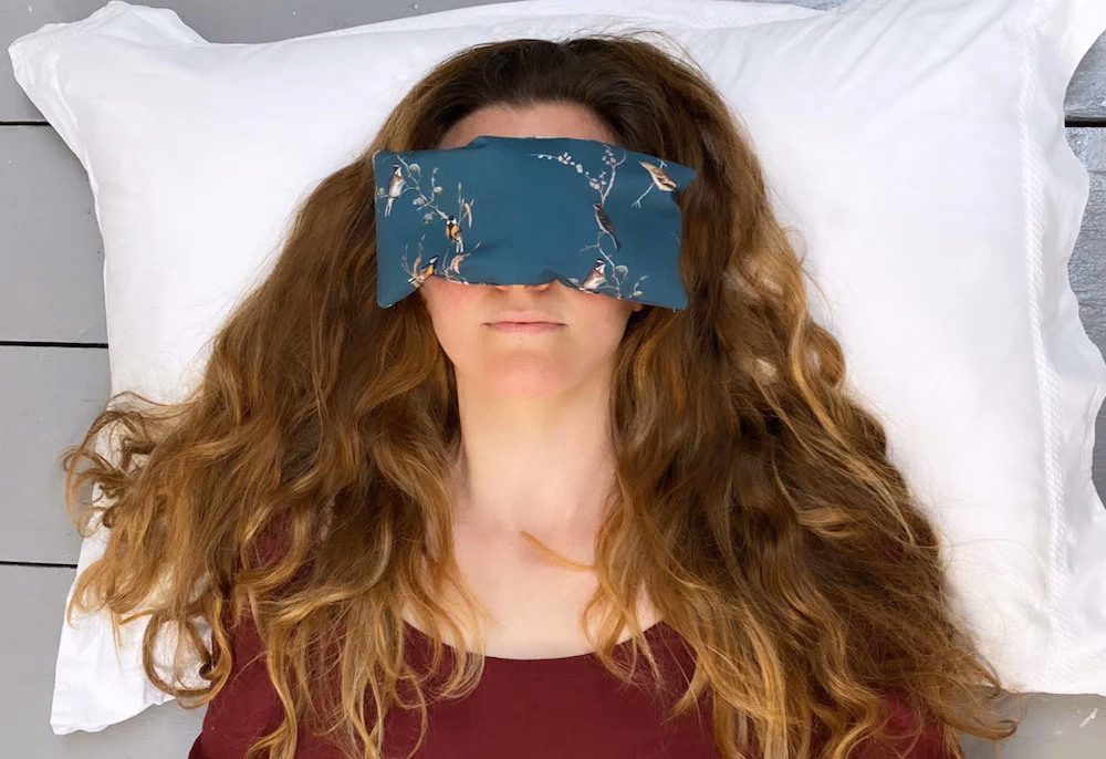 What are yoga eye pillows filled with?