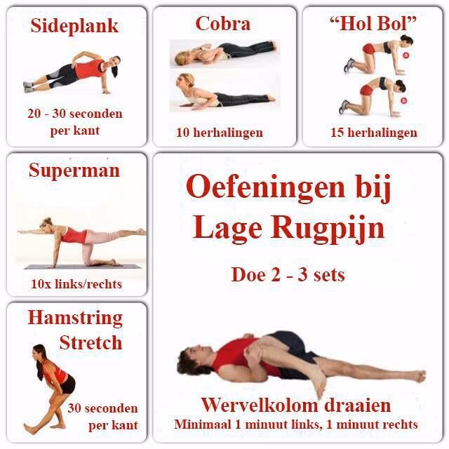 Wat zijn goede oefeningen tegen lage rugpijn?