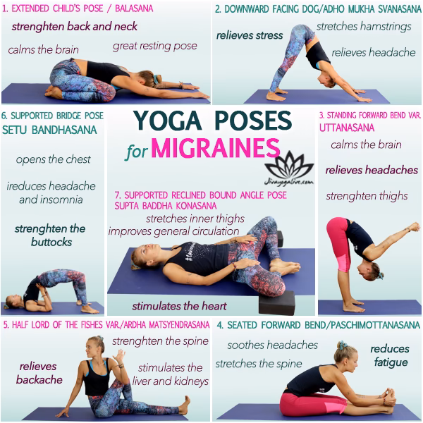 What yoga pose helps a headache?